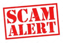 scam alert rubber stamp