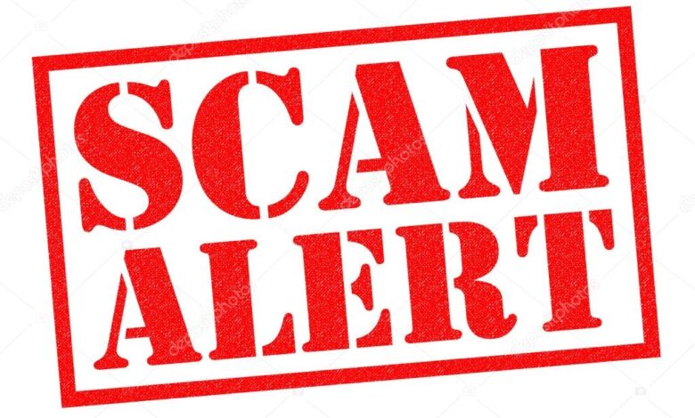 scam alert rubber stamp